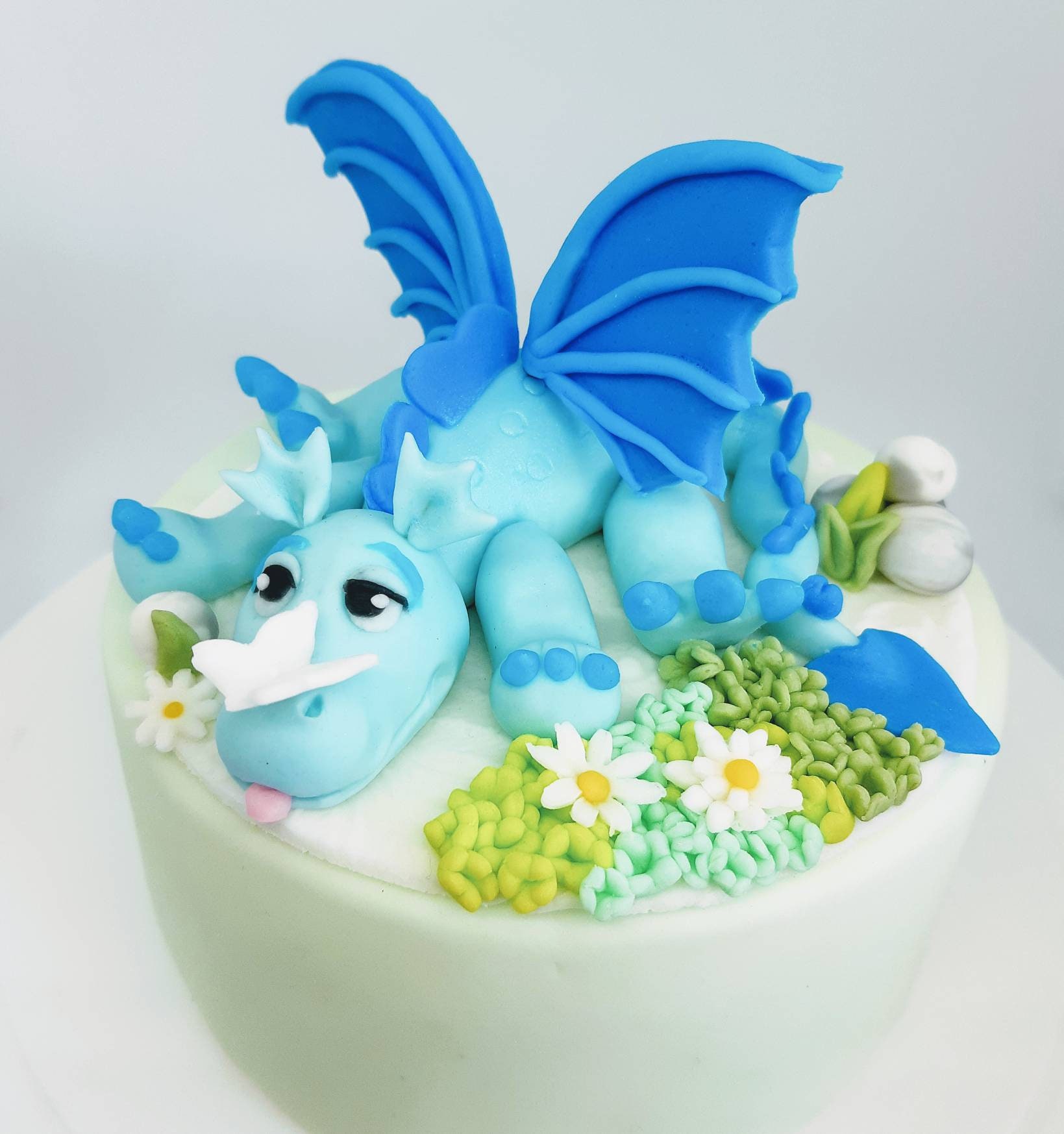 Blue Little Dragon Edible Fondant Cake Topper Etsy