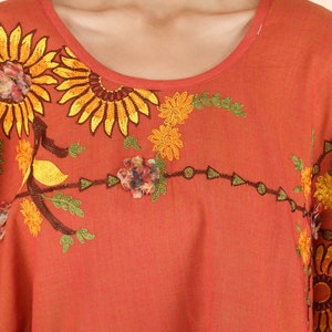 Rust Sunflower Embroidery Assymetric Poncho Winter Holiday - Etsy