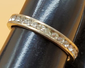 vintage simple sterling clear CZ infinity band ring