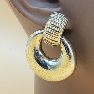 Vintage AK Anne Klein gold tone door knocker clip-on earrings