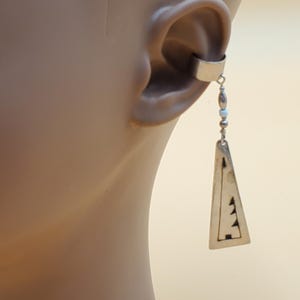Vintage Native American CE 925 dangling war cuff, Chris Etsitty Navajo ear cuff