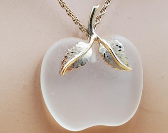 vintage Avon frosted glass apple pendant necklace
