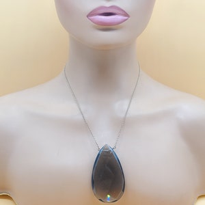 Vintage sterling vermeil Smokey glass prism necklace