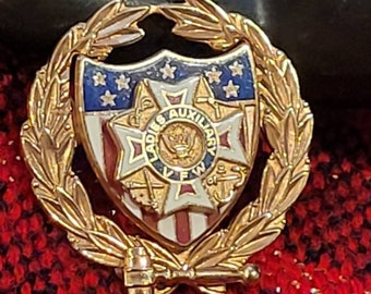 Vintage VFW Ladies Auxiliary 10k gold filled enamel pin