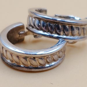 vintage thick textured sterling half hoop earrings