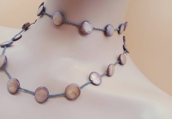 BOHO Chic brownish gold colored shell button bead… - image 7