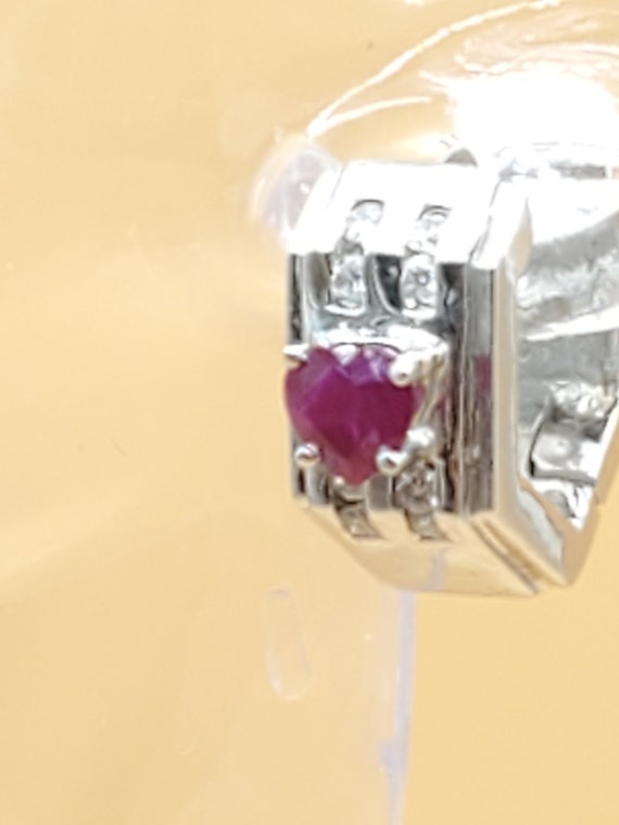14k White Gold hinged hoop earrings with diamonds… - image 1