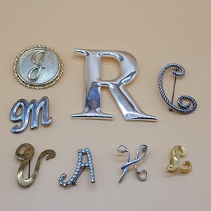 Vintage letter brooch, select styles
