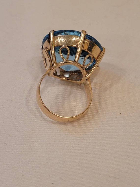 Vintage 14k yellow gold Huge Blue Topaz statement… - image 3