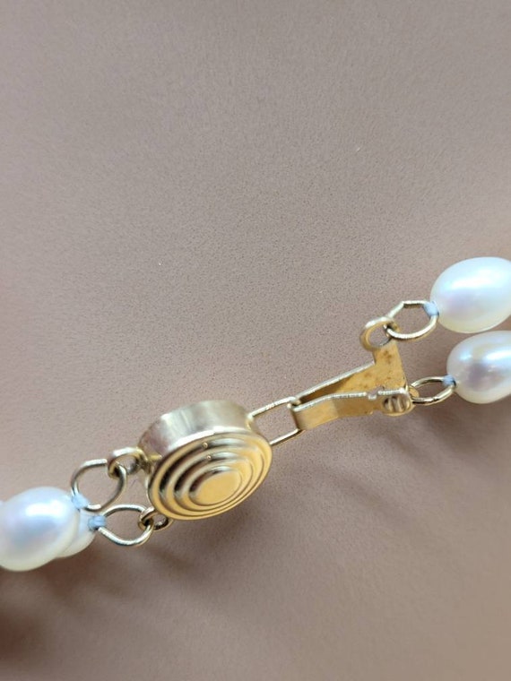 Vintage double strand pearl necklace with 14k cla… - image 7