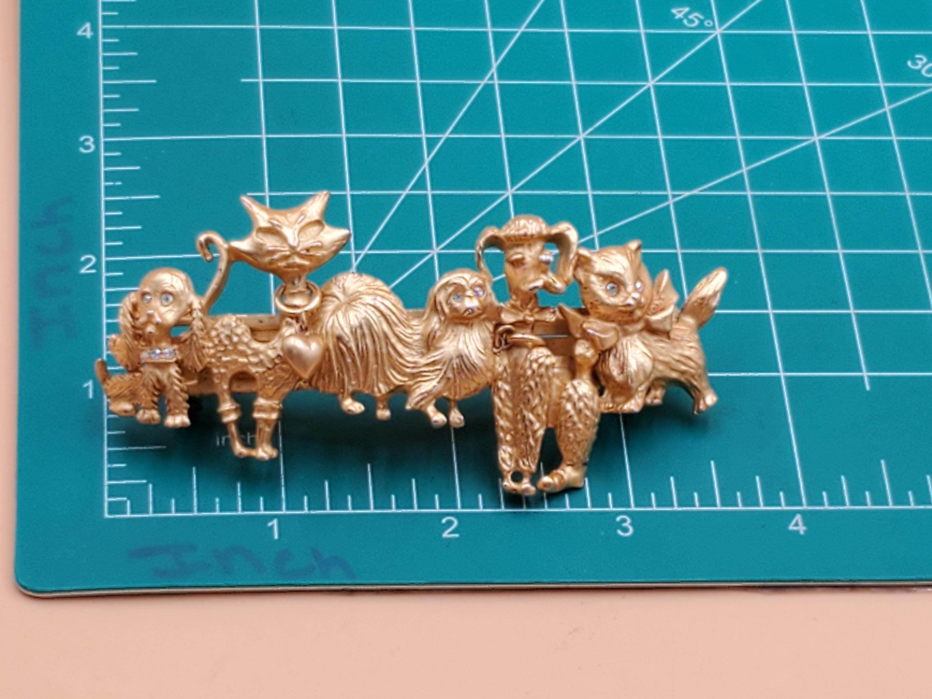 Vintage Kirks Folly Gold Tone Cats and Dogs Hair Barrette - Etsy display picture 2