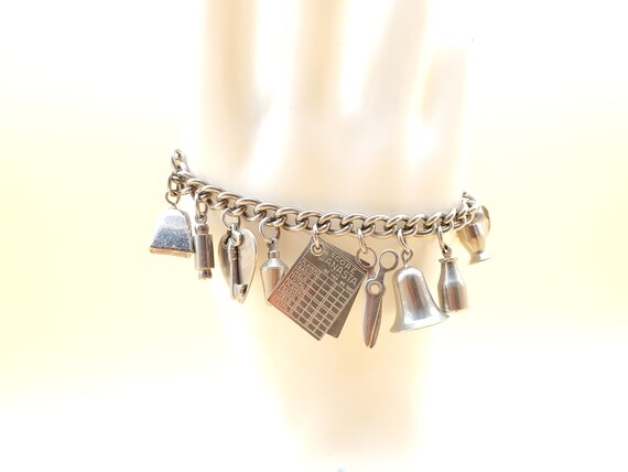 Vintage loaded silver tone charm bracelet - image 3