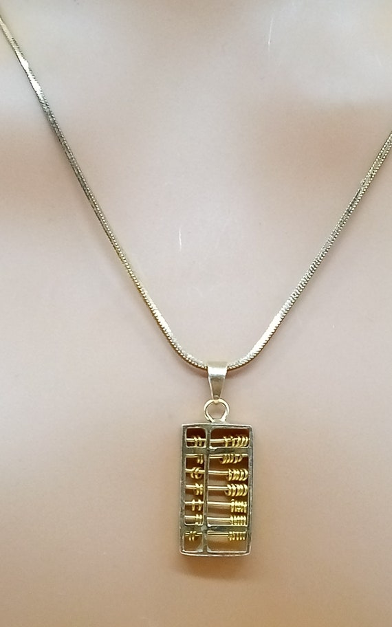 Vintage sterling vermeil Abacus pendant necklace