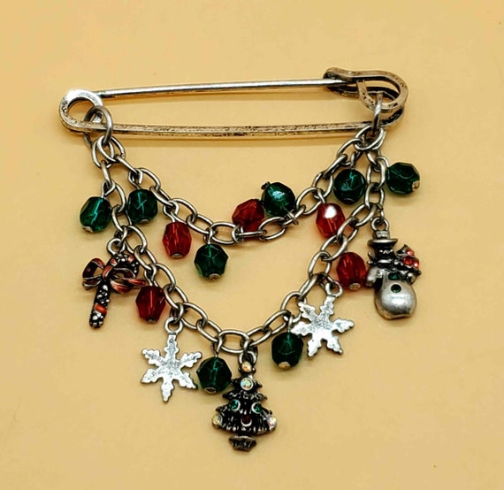 Vintage Holiday/ Christmas dangling chain charm b… - image 1