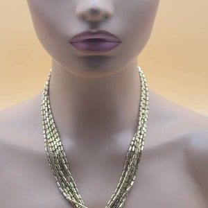 Vintage 6 strand gold tone tube link necklace