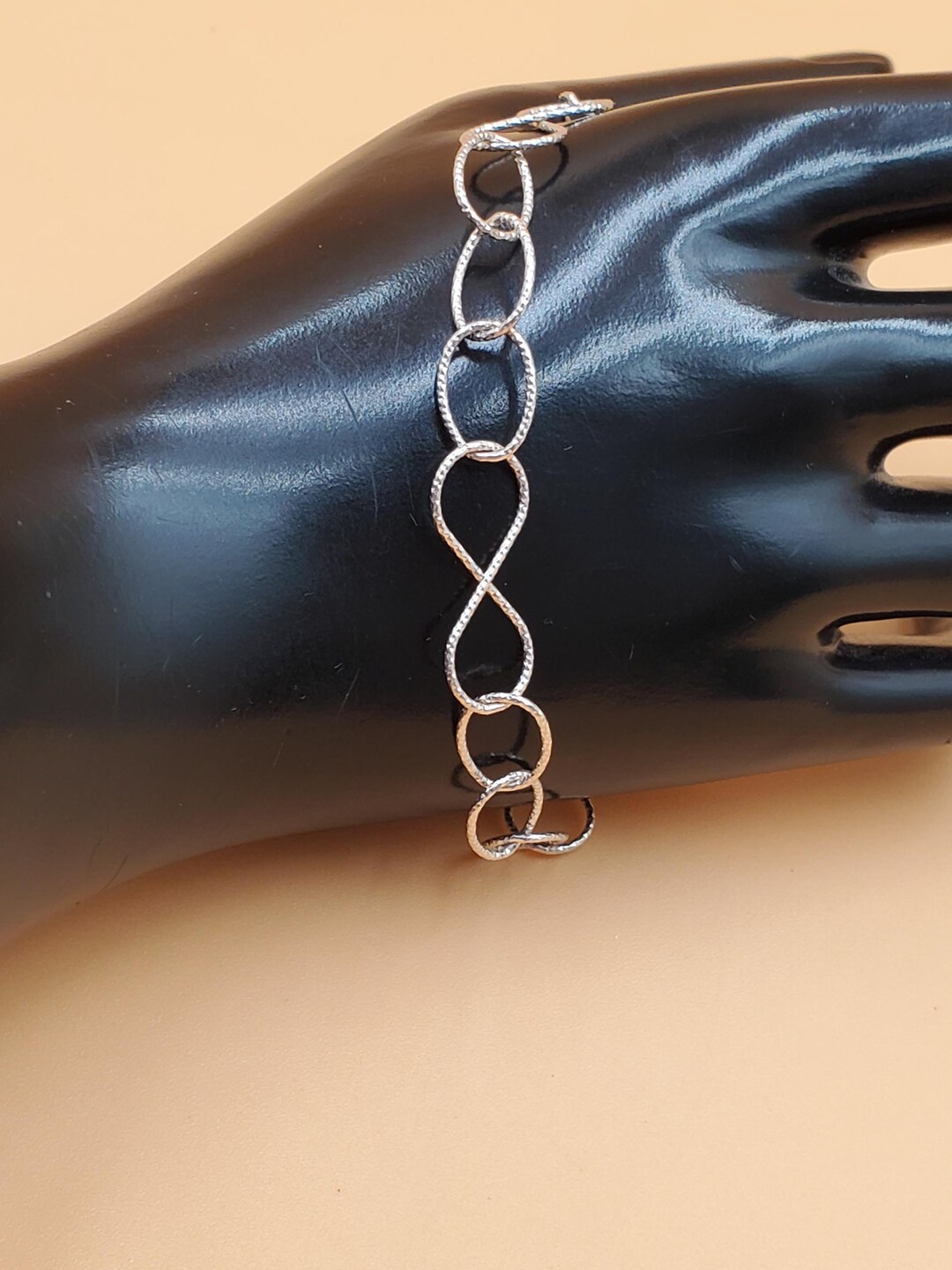Vintage Textured Sterling Silver Infinity Loop Link Chain Bracelet - Etsy