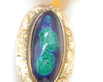 Antique 10k yellow gold Azur malachite stick pin