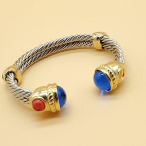 vintage high end double cable Etruscan cabochon bracelet