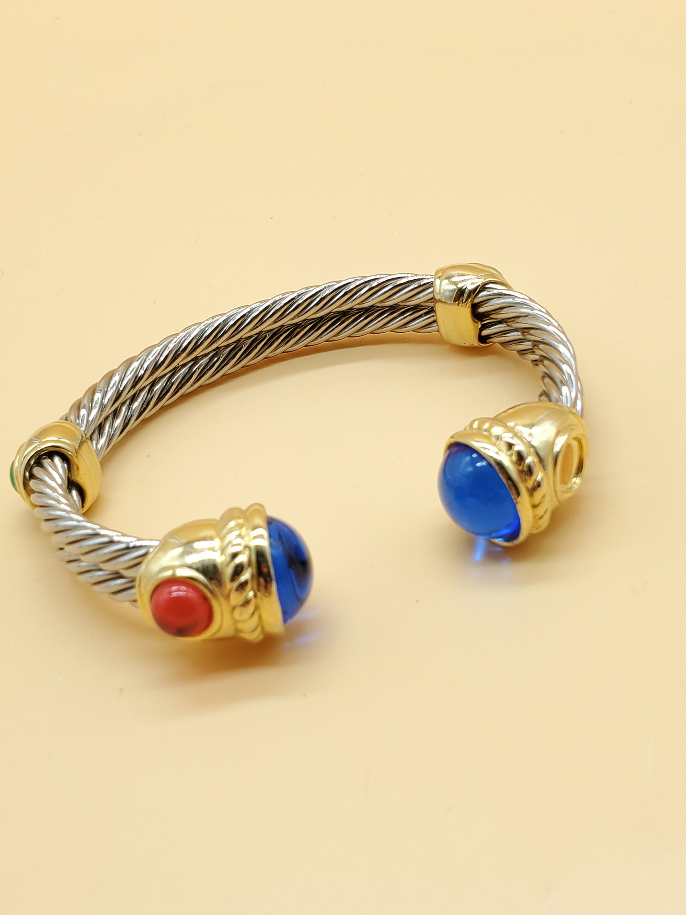 VINTAGE ヴィンテージ ダブルライン カボション バングル ブレスレット VINTAGE ヴィンテージ ダブルライン カボション バングル ブレスレット