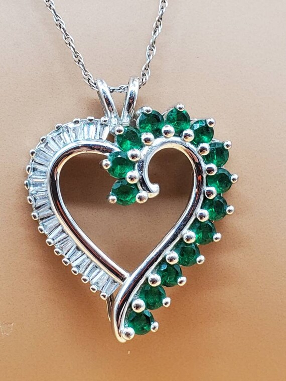 Sterling silver green and clear CZ crystal pendant