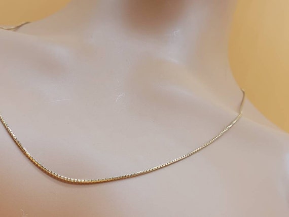 14k solid yellow gold box chain necklace,  24" - image 5