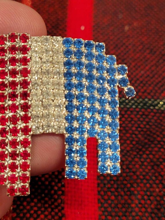 Vintage Bauer red, white, and blue rhinestone Rep… - image 5