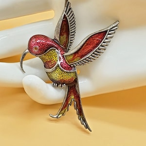 Vintage enamel Hummingbird brooch