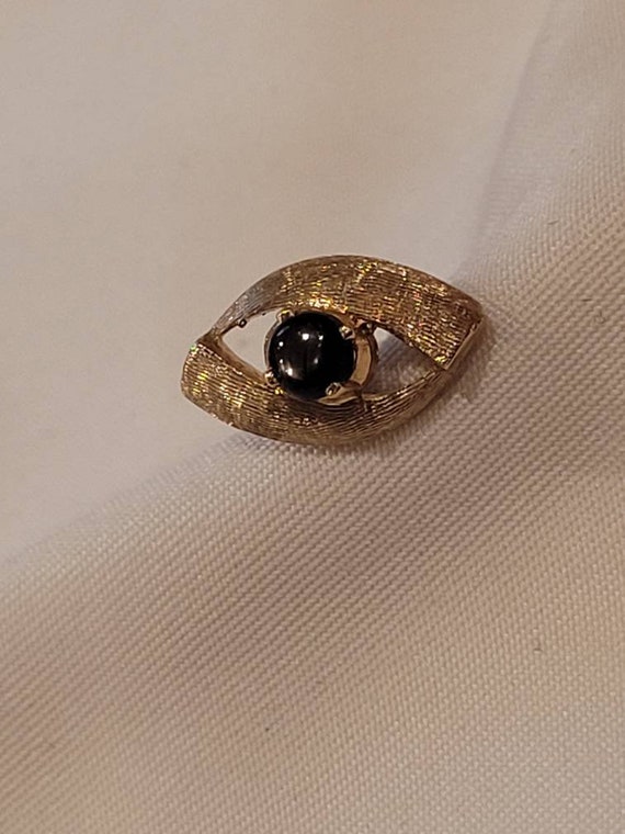 14K Gold Oval Tie Tack With Diamond Inlay