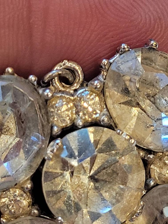 Vintage BOGOFF clear rhinestone heart brooch pend… - image 7