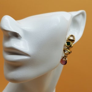 Vintage enamel jeweled Jhukma India wedding earrings