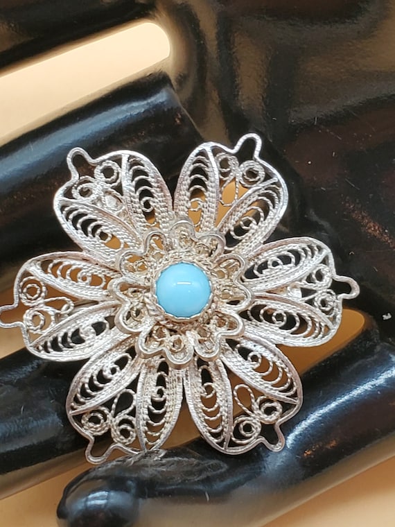 Vintage turquoise stone filigree - Gem