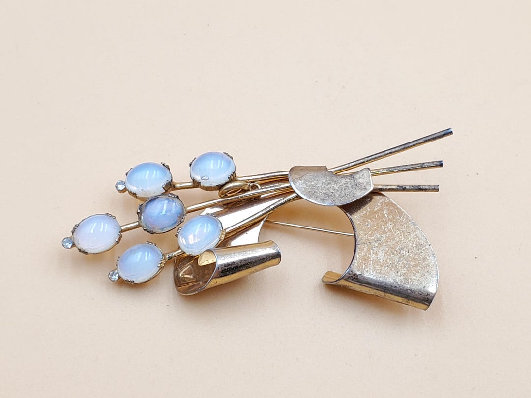 Vintage Coro Pegasus Sterling Rose Gold Tone Large Spry Flowers