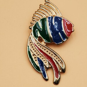 vintage simple colorful angel fish pin