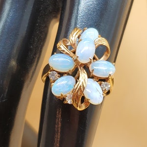 Vintage gold plated opal cluster ring