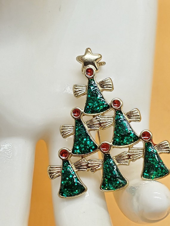 Vintage Angel pyramid Christmas tree brooch - image 1