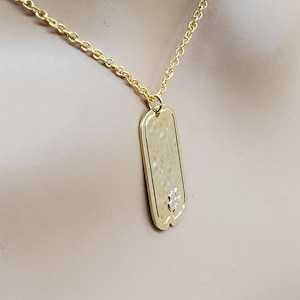 Vintage gold plated mini dog tag pendant necklace