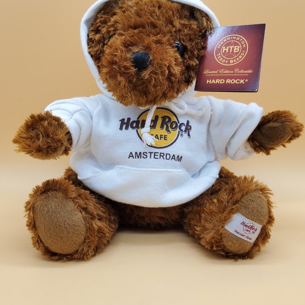 Hard Rock Cafe Amsterdam plush bear in hoodie