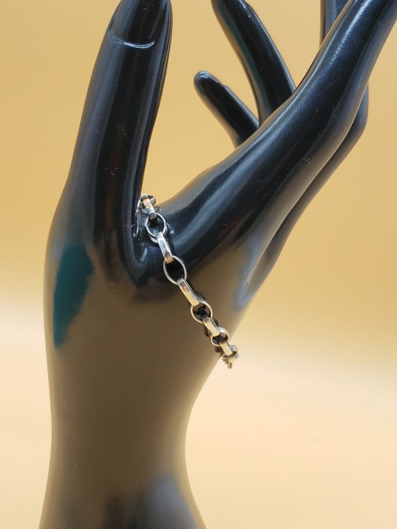 Vintage sterling charm bracelet with 925 pink cry… - image 4