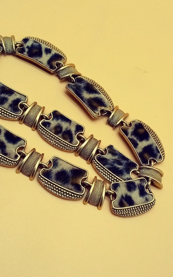 Cheetah leopard animal print panel link necklace - image 10
