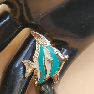 vintage gold tone enamel Angel fish pin