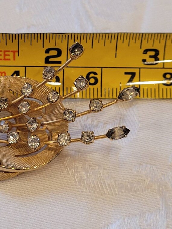 Vintage Kramer rhinestone wire flower brooch - image 10