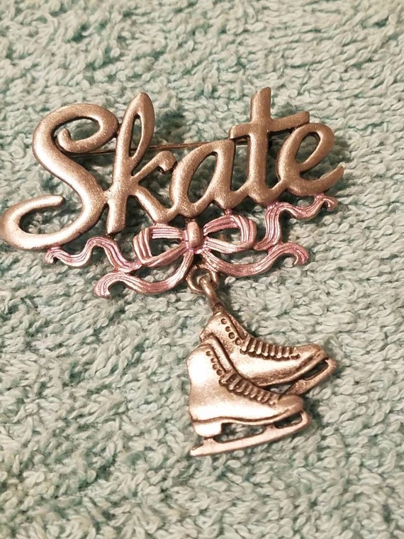 Vintage JJ signed Ice Skating brooch,  JJ Jonette… - image 1