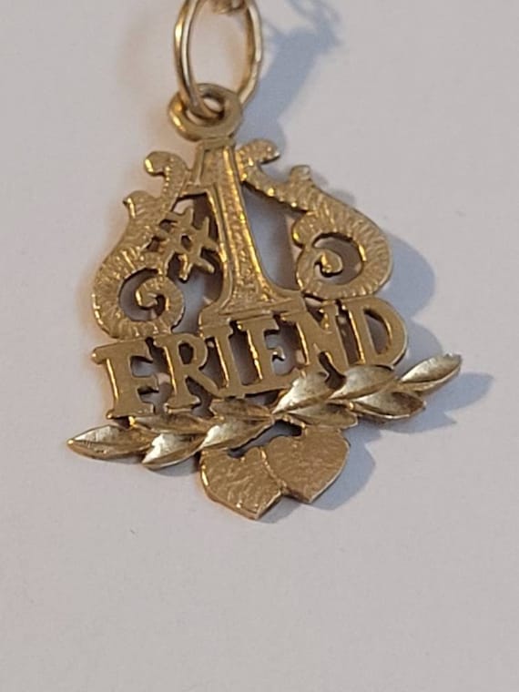 Vintage 14k Number One Friend pendant on 14k chain - image 1