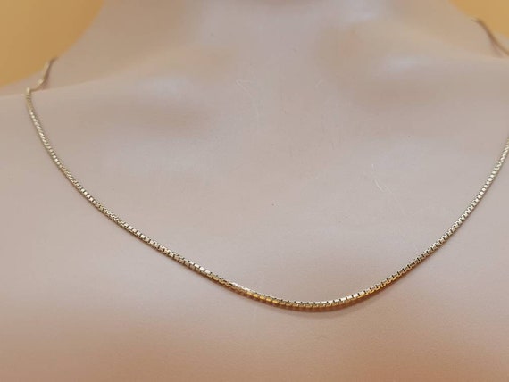 14k solid yellow gold box chain necklace,  24" - image 7