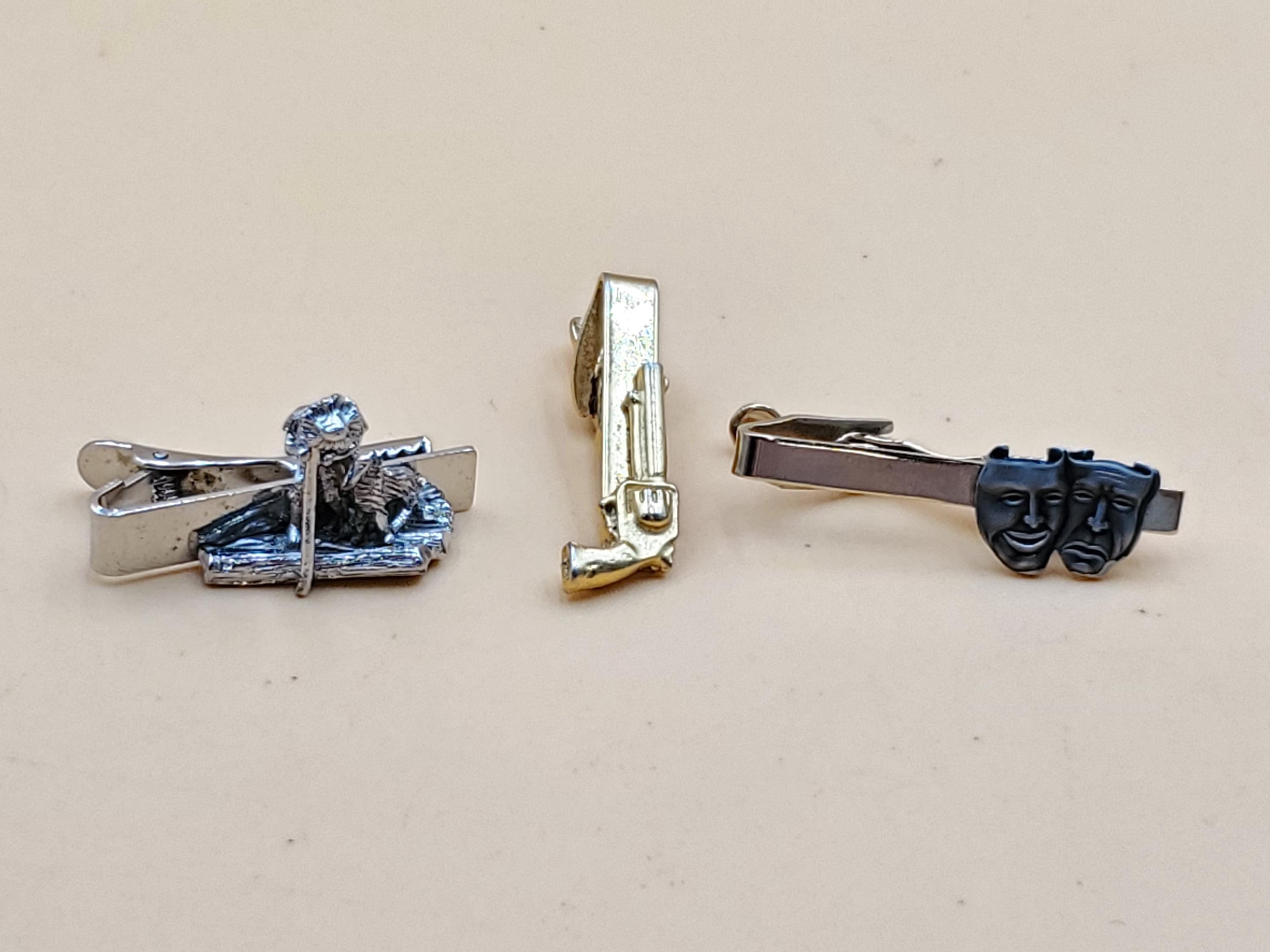 Pince à Cravate Vintage Dorée Ciselée Années 1950 - Vieux Stock
