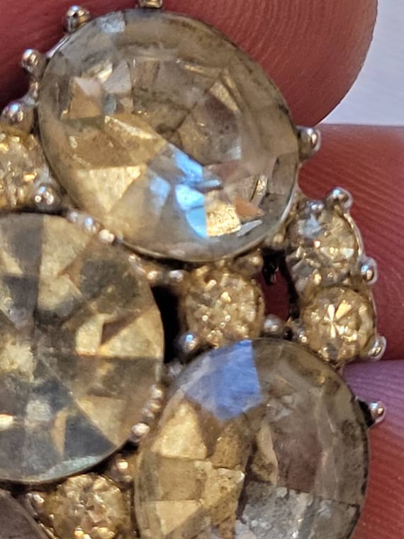 Vintage BOGOFF clear rhinestone heart brooch pend… - image 9