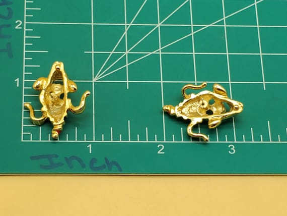 Vintage gold plated joker Mardi Gras mask earrings - image 8