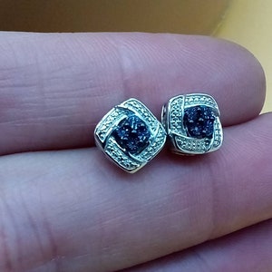 925 JWBR Sterling Blue Diamond Earrings Etsy