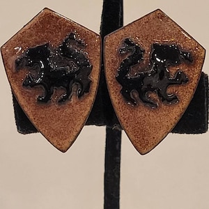 Vintage Midieval copper enamel shield cufflinks