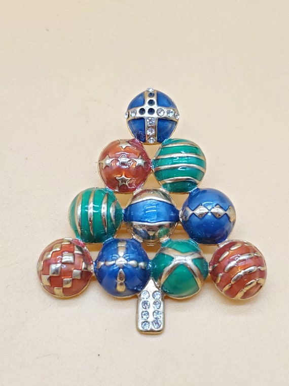 Vintage high end enamel rhinestone Christmas ornam